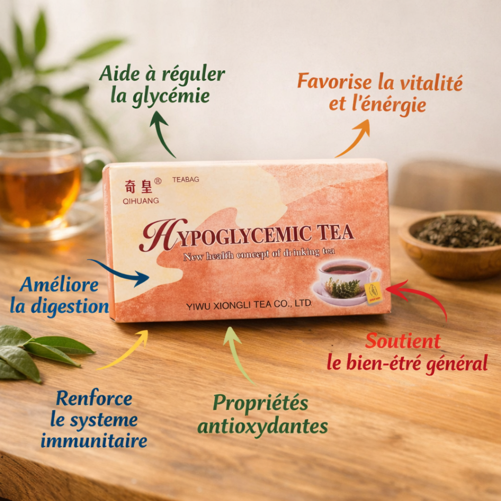 En 20 jours Régule Naturellement ton Taux de Sucre avec Thé Hypoglycémie  (40g · 20 sachets)