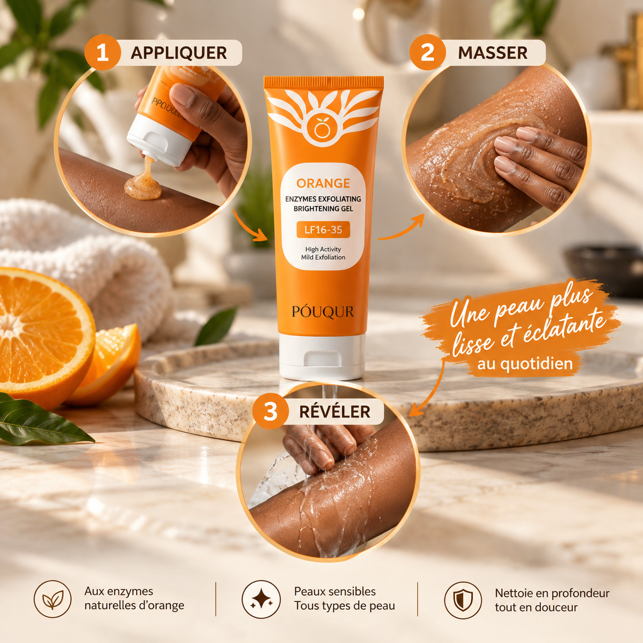 Étapes d’utilisation du gel exfoliant